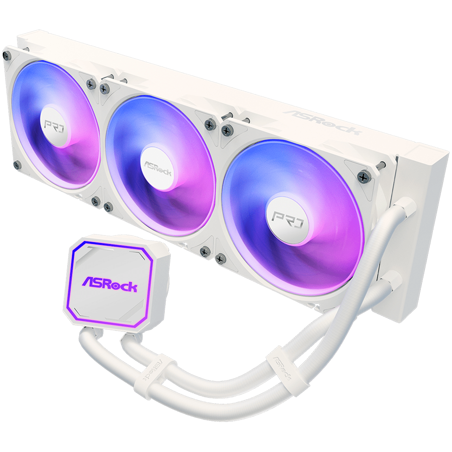 Asrock Pro White 360 ARGB, AiO liquid cooler, 360 mm radiator, AM5, AM4, LGA1851, LGA1700, 90-APRA36-WAAGA6, White, 6Y - Image 3
