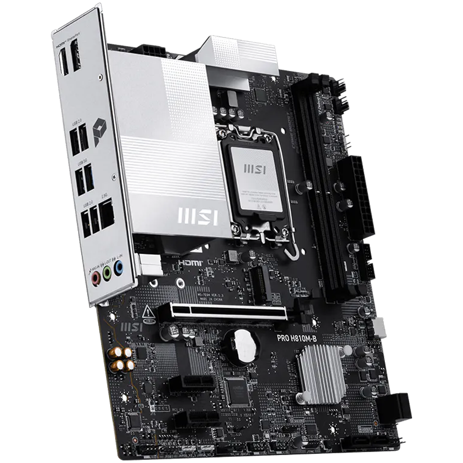 MSI PRO H810M-B, mATX, LGA 1851, 2x DDR5 Dual Channel DDR5 up to 6400(OC)MHz, 1x PCIe x16 slot, 1x M.2 slot, 4x USB 2.0, 2x USB 5Gbps, HDMI, DP, 7.1 HD Audio, 2.5G LAN, 3Y - Image 2