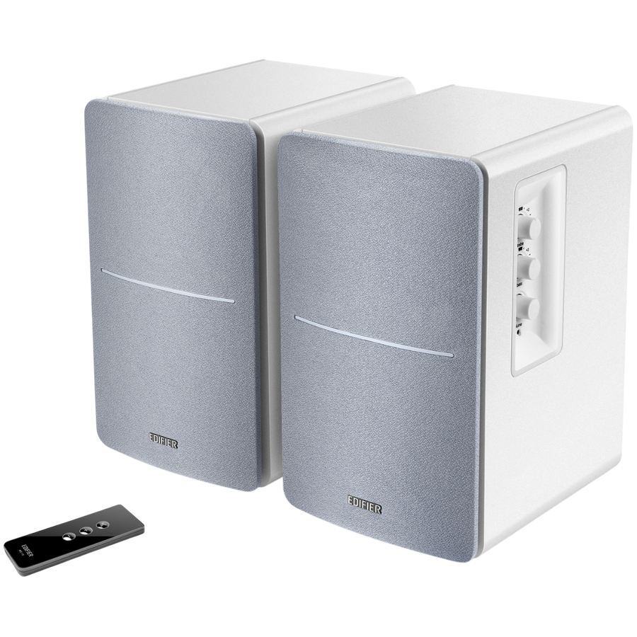 Edifier R1280T 2.0 Bookshelf Speakers, RCA, 0.5-inch Tweeters, 4-inch Drivers, 42W (RMS), Control Knobs and Remote Control, White - Image 2