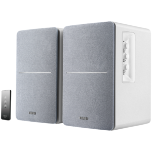 Edifier R1280T 2.0 Bookshelf Speakers, RCA, 0.5-inch Tweeters, 4-inch Drivers, 42W (RMS), Control Knobs and Remote Control, White
