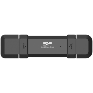 Silicon Power 500GB DS72 Dual USB-C/USB 3.2 Gen 2, Portable External SSD, Steam Deck and iPhone 15 Pro, R/W: up to 1050MB/s; 850MB/s, Black