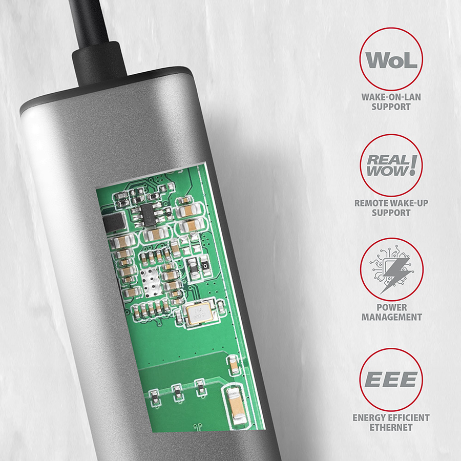 ADE-25RC SUPERSPEED USB-C 2.5 GIGABIT ETHERNETCompact aluminum USB-C 3.2 Gen 1 2.5 Gigabit Ethernet 10/100/1000/2500 Mbit adapter with automatic installation. - Image 3