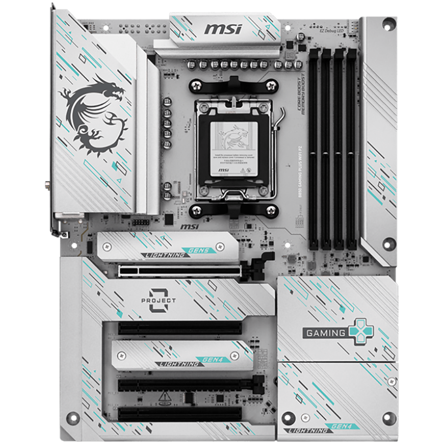 MSI B850 GAMING PLUS WIFI PZ, ATX, Socket AM5, Back Connectors, 4x DDR5 Dual Channel DDR5 up to 8200(OC)MHz, 4x PCIe x16 slot, 3x M.2 slot, 4x USB 2.0, 1x USB 5Gbps, 1x USB 10Gbps, 2x USB 10Gbps Type-C, DP, 7.1 HD Audio, 5G LAN, WiFI 7, BT, 3Y - Image 2