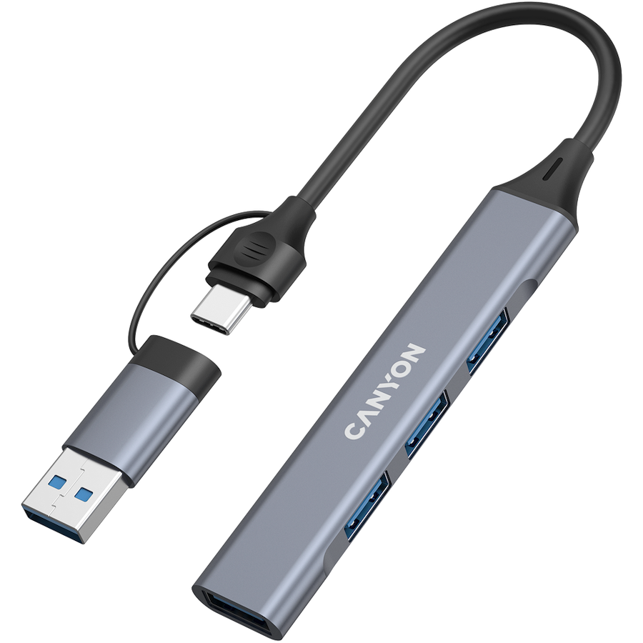 CANYON hub DS-02 4in1 USB-A/C Grey - Image 2