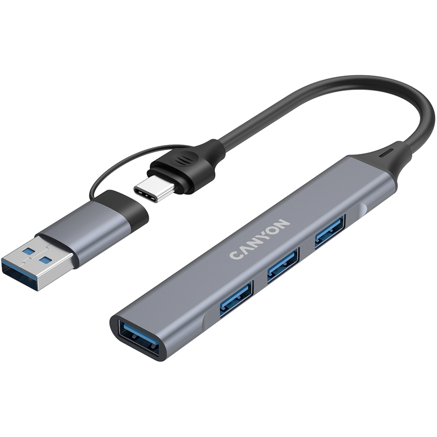 CANYON hub DS-02 4in1 USB-A/C Grey - Image 3