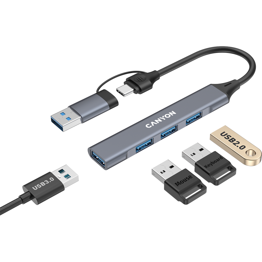 CANYON hub DS-02 4in1 USB-A/C Grey - Image 4