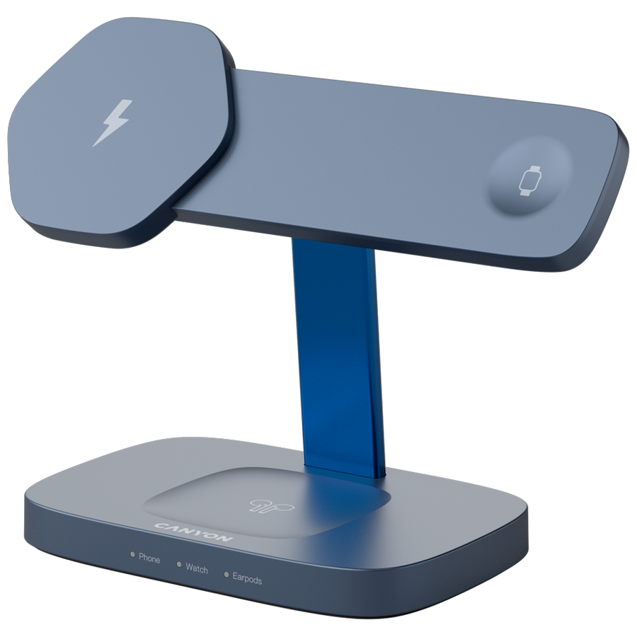 CANYON Wireless Charging Station Hexagon 310 3in1 DarkGrey/Blue - Image 2