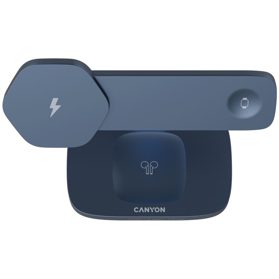 CANYON Wireless Charging Station Hexagon 310 3in1 DarkGrey/Blue - Image 3