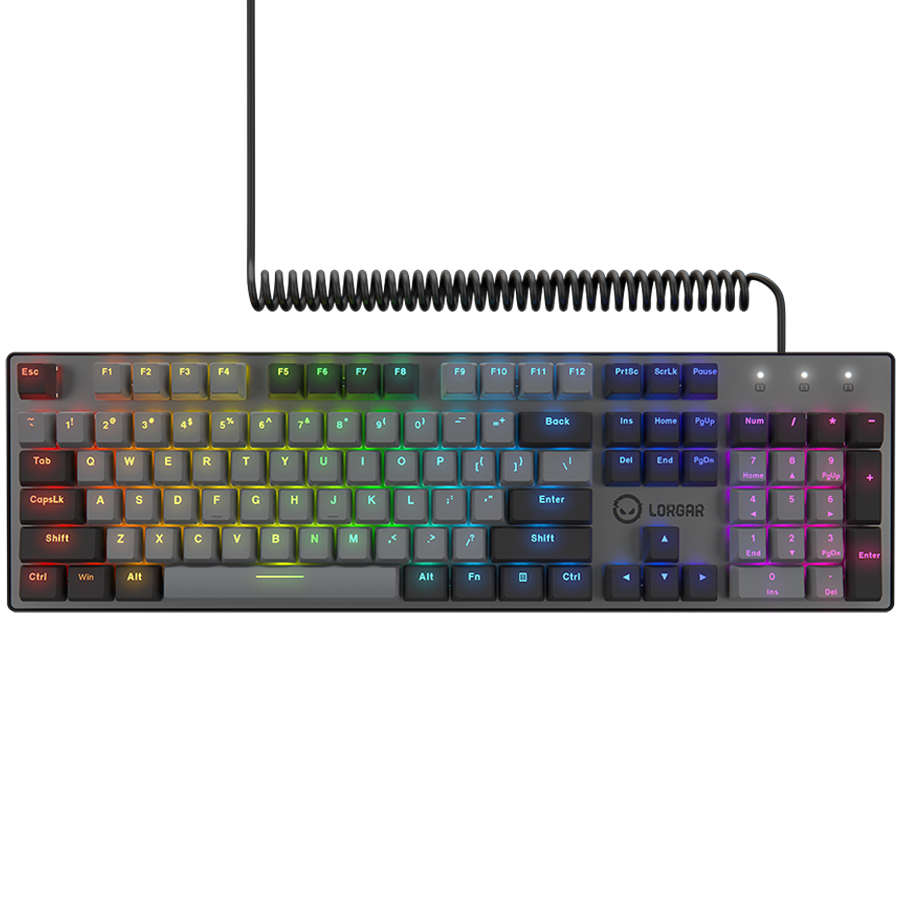 LORGAR Azar 514, Wired mechanical gaming keyboard, RGB backlight, 1680000 colour variations, 18 modes, keys number: 104, 50M clicks, linear dream switches, spring cable up to 3.4m, ABS plastic+metal, magnetic cover, 450*136*39mm, 1.17kg, black, EN layout - Image 2