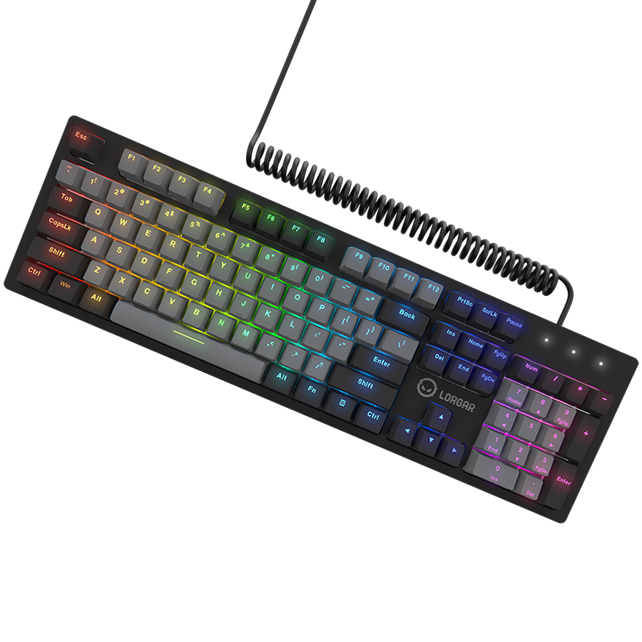 LORGAR Azar 514, Wired mechanical gaming keyboard, RGB backlight, 1680000 colour variations, 18 modes, keys number: 104, 50M clicks, linear dream switches, spring cable up to 3.4m, ABS plastic+metal, magnetic cover, 450*136*39mm, 1.17kg, black, EN layout - Image 3