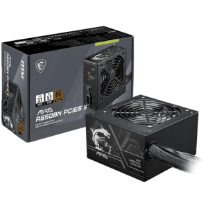 MSI MAG A650BN PCIE5 II, 650W, 80 Plus Bronze, 120mm Low Noise Fan, Protections: OVP/OCP/SCP/OPP/UVP, Dimensions: 150mmx140mmx86mm, 5Y Warranty