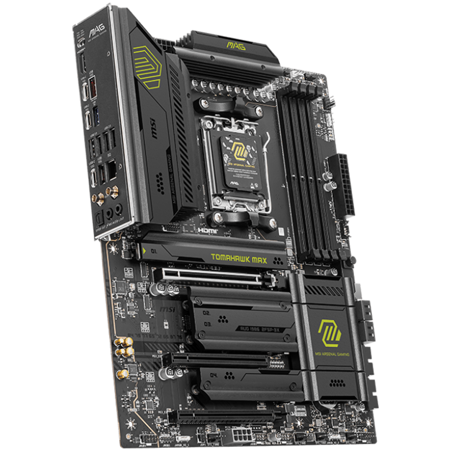 MSI MAG B850 TOMAHAWK MAX WIFI, ATX, Socket AM5, 4x DDR5 Dual Channel DDR5 up to 8400(OC)MHz, 3x PCIe 3.0 x16 slot, 4x M.2 slot, 4x USB 2.0, 1x USB 5Gbps, 2x USB 10Gbps, 3x USB 10Gbps Type-C, HDMI, 7.1 HD Audio, 5G LAN, WiFI 7, BT, 3Y - Image 2
