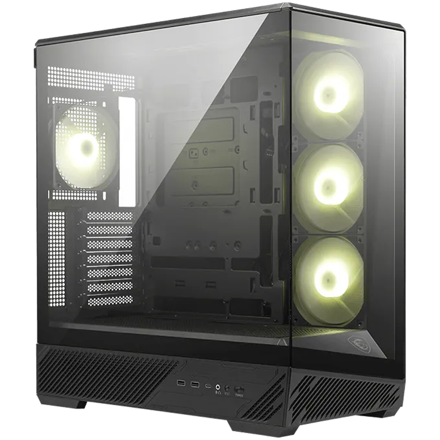 MSI MAG PANO 130R PZ, Mid-Tower, ATX(Back-connect supported)/M-ATX/ITX, 2x USB 3.2, 1x USB Type-C 20Gbs, 1x Audio/Mic, 4x 120mm ARGB Fans, Mesh Panel, Tempered Glass - Image 2
