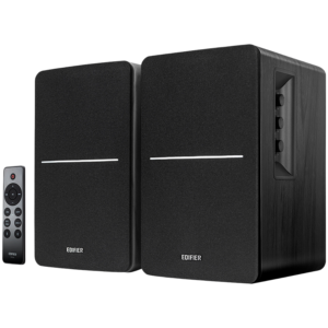 Edifier R1280DBs 2.0 Bookshelf Speakers, BT V5.1, Optical, Coaxial, RCA, 0.5-inch Tweeters, 4-inch Drivers, Sub-Out, 42W (RMS), Control Knobs and Remote Control, Black