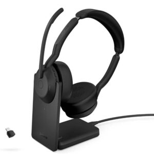 Jabra Evolve2 55 стерео слушалки, Bluetooth, Link380c, MS, зарядна стойка, черен