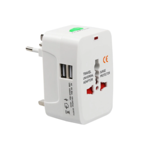 Универсален преходник - зарядно , 2xUSB, 1.0A, EU/US/UK/AU към EU/US/UK/AU, 220V, Бял - 17708