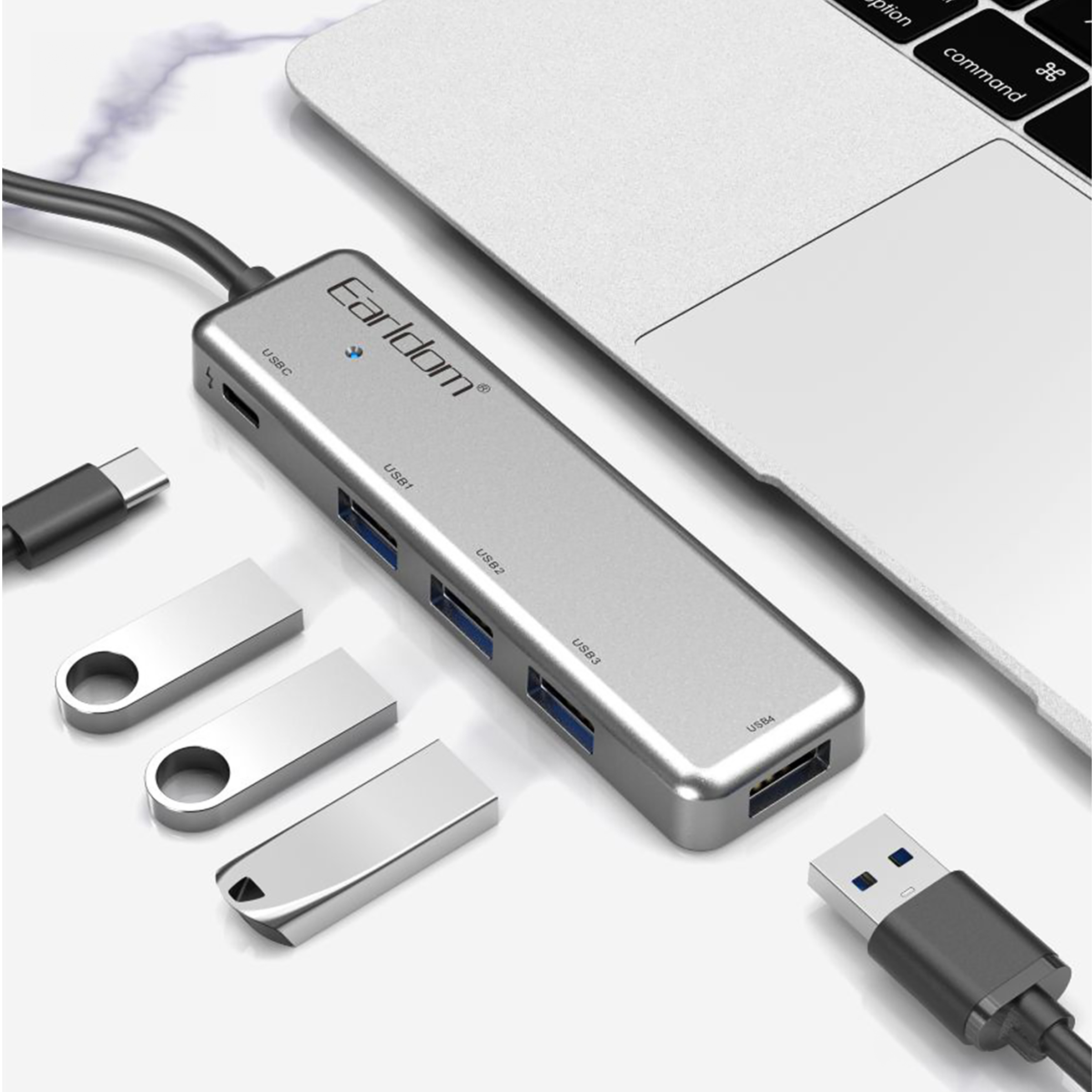 USB хъб Earldom ET-HUB12, USB 2.0, 5 Порта, Сив - 12069 - Image 3