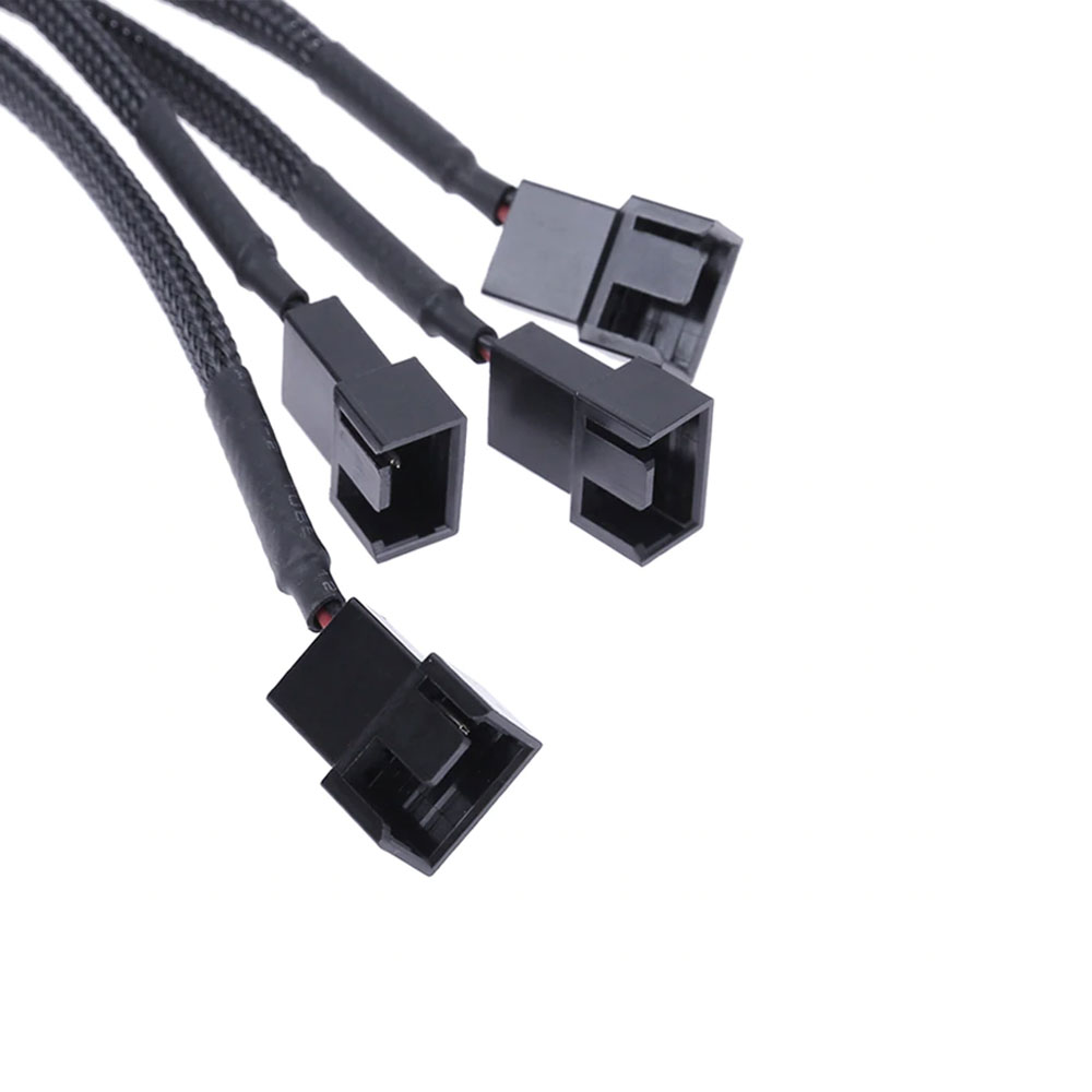 Кабел , Y-Сплитер, За вентилатори, MOLEX към 4x4PIN, 0.3m, Черен - 18322 - Image 2