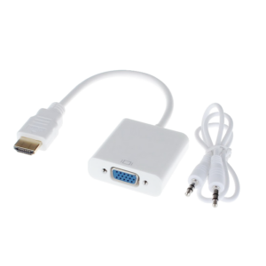 Преходник , HDMI към VGA + AUDIO кабел, Бял - 18254