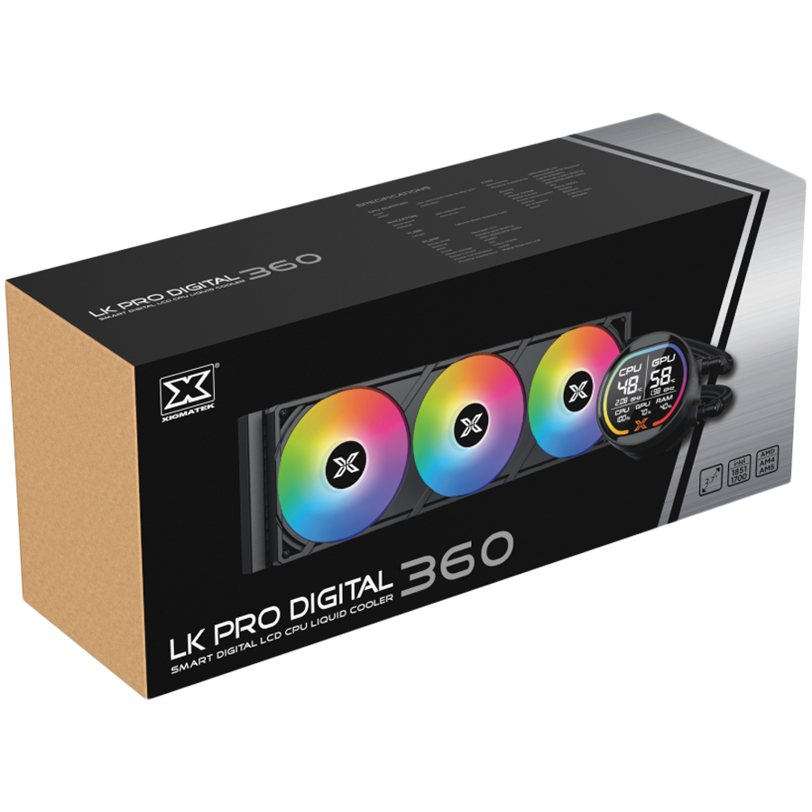 Xigmatek LK Pro 360 Digital (BK AIO,Digital LCD Pump & 360mm PWM Fan,Mini ARGB Controller,Intel & AMD & 20xx)