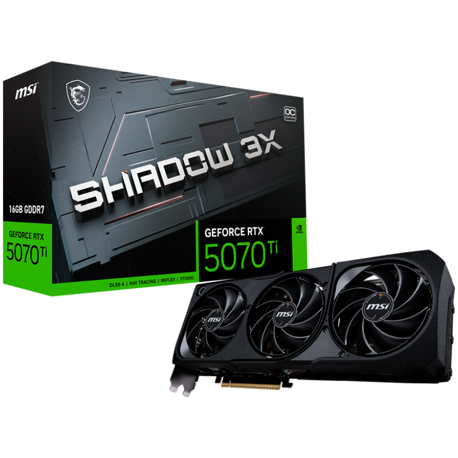 MSI Video Card Nvidia GeForce RTX 5070 TI 16G SHADOW 3X OC, 16GB GDDR7, 256bit, Effective Memory Clock: 28000MHz, Boost: 2482 MHz, 8960 CUDA Cores, PCIe 5.0, 3x DP 2.1b, HDMI 2.1b, RAY TRACING, Triple Fan, 1x16pin, 750W Recommended PSU, 3Y - Image 5