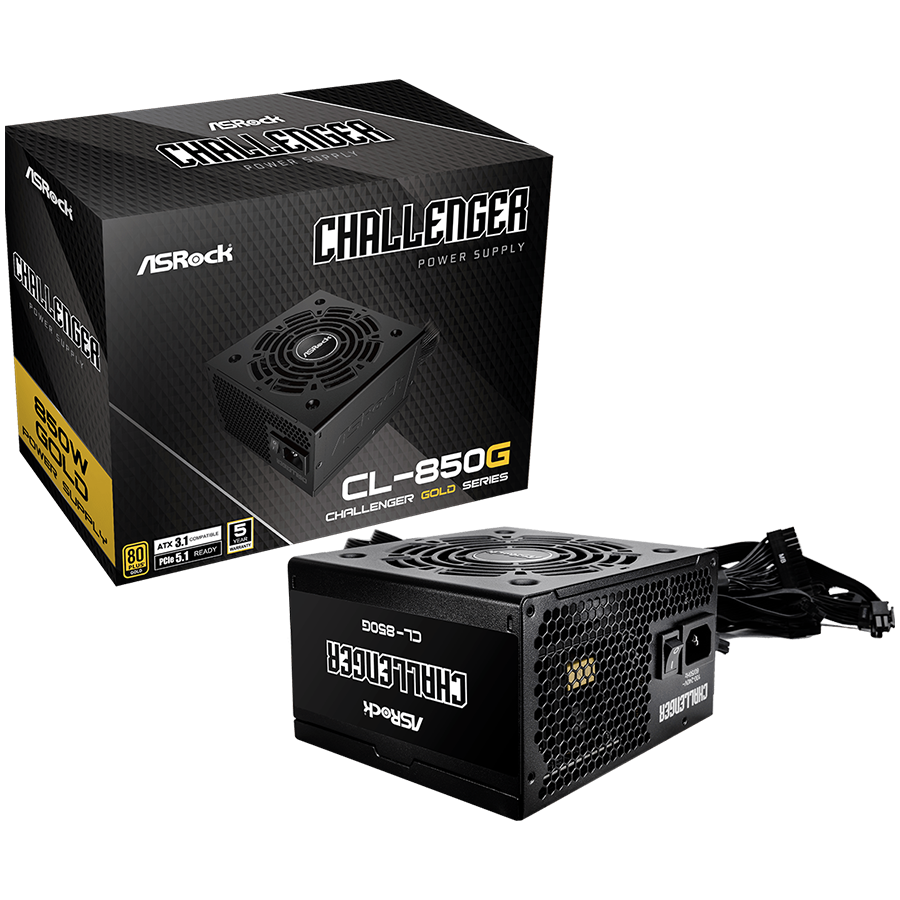 Asrock CL-850G, 850W, 80 Plus GOLD, Non Modular PSU, 2x EPS 12V CPU(4+4pin), 4x PCIe (6+2pin), 2x 4-pin connectors, 4x SATA, OCP, SCP, OVP, UVP, OTP, OPP protections, 120 mm Fan, ATX 3.1, 5Y warranty