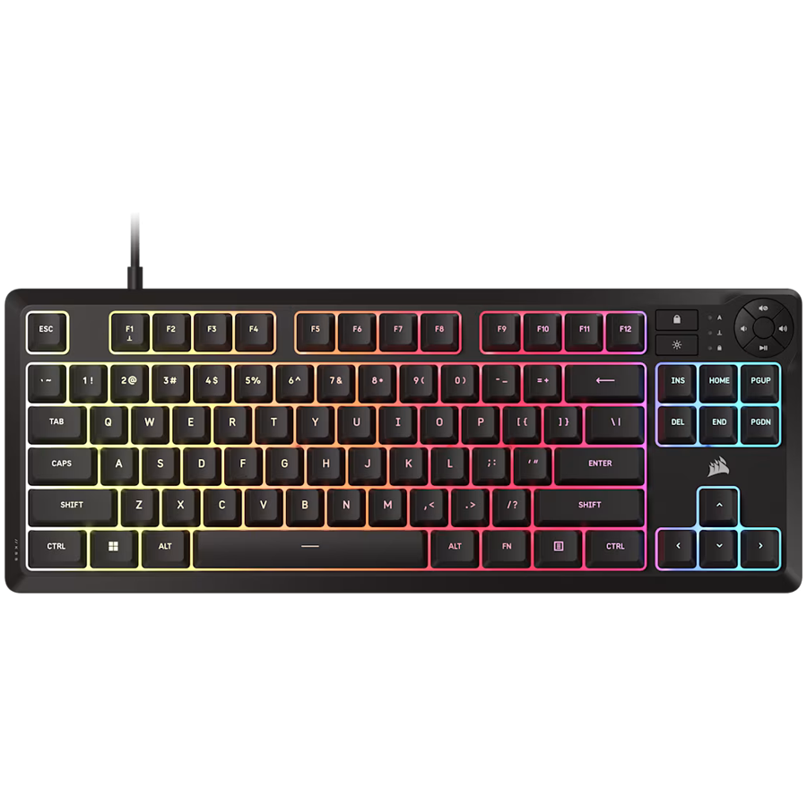 CORSAIR K55 CORE TKL RGB Gaming Keyboard, Backlit Zoned RGB LED, Rubberdome