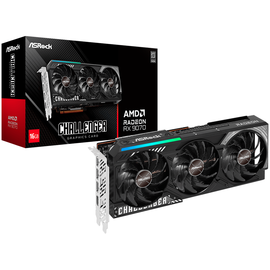 ASROCK Video Card AMD Radeon RX 9070 Challenger 16GB GDDR6 256-bit HDMI 3x DP