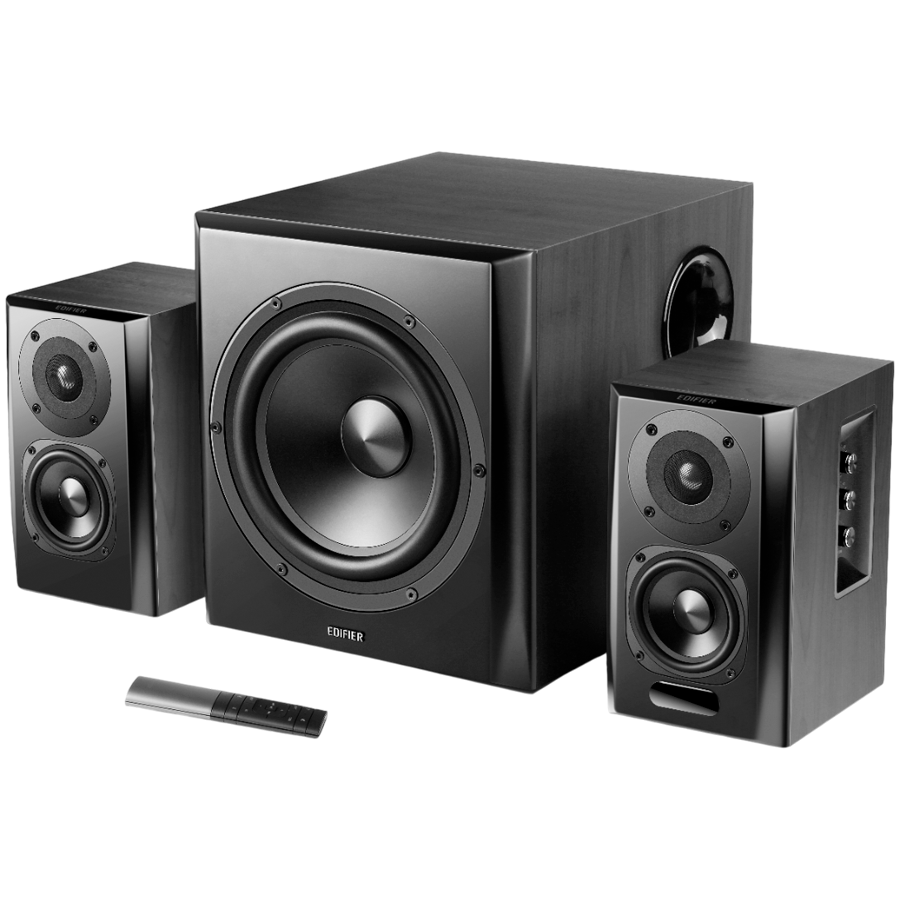 Edifier S351DB 2.1 Audio System, BT V5.1, Optical, Coaxial, RCA, 8-inch Subwoofer, 3.5-inch Drivers, 0.75-inch Tweeters, 150W (RMS), Control Knobs and Remote Control, Black - Image 2